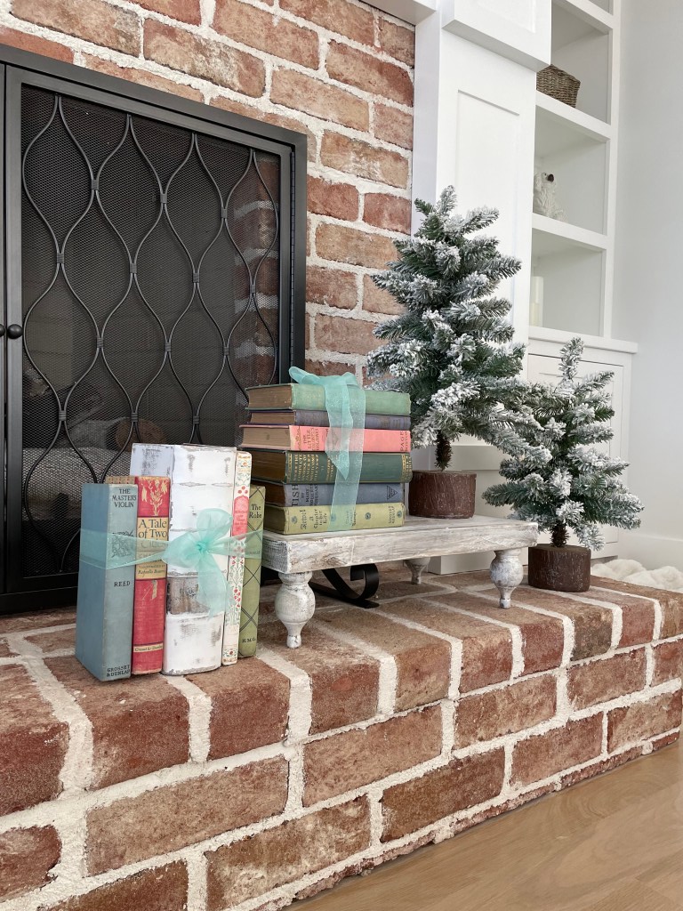 vintage books on a harth