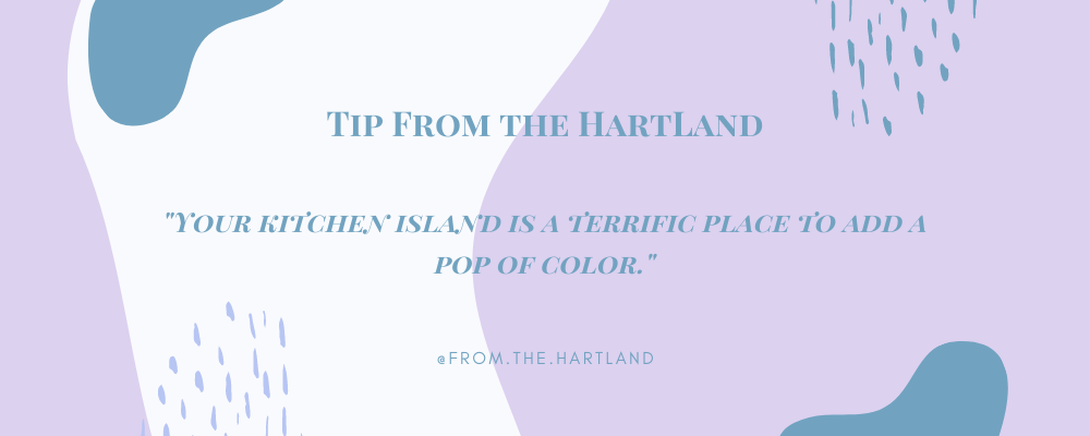 Chosing a color for your kitchen island is a great way to add a pop of color