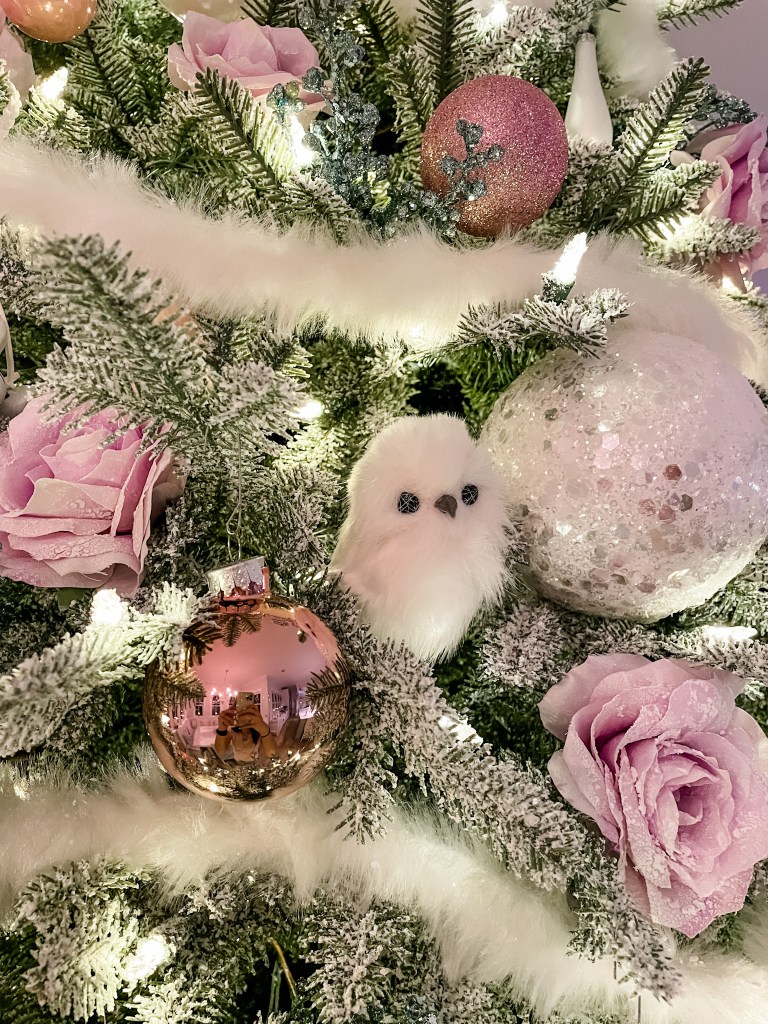 lavender roses and owl Christmas Tree picks