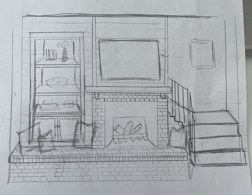 Sketch of living room fire place From the HartLand LLC