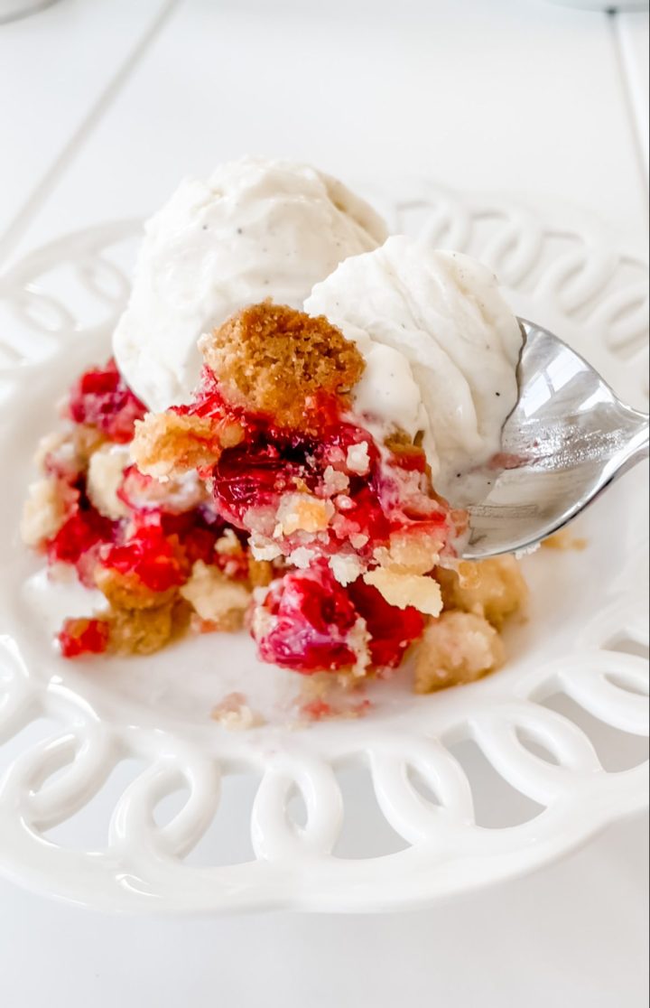 cherry dump cake with ice cream