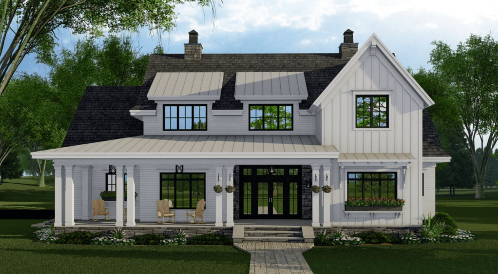 House Plan 14683RK 4-Bed New American Farmhouse Plan with First-Floor Master from Architectural Designs