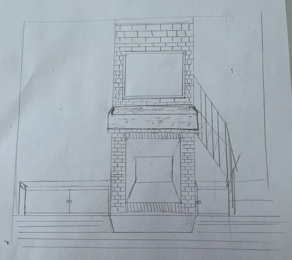 Sketch 2 of living room fire place From the HartLand LLC