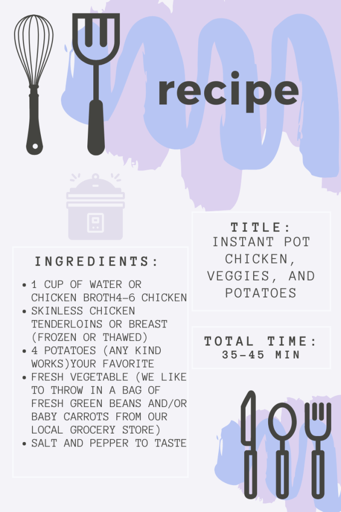 Recipe Card-Instant Pot Chicken, Veggies, and Potatoes