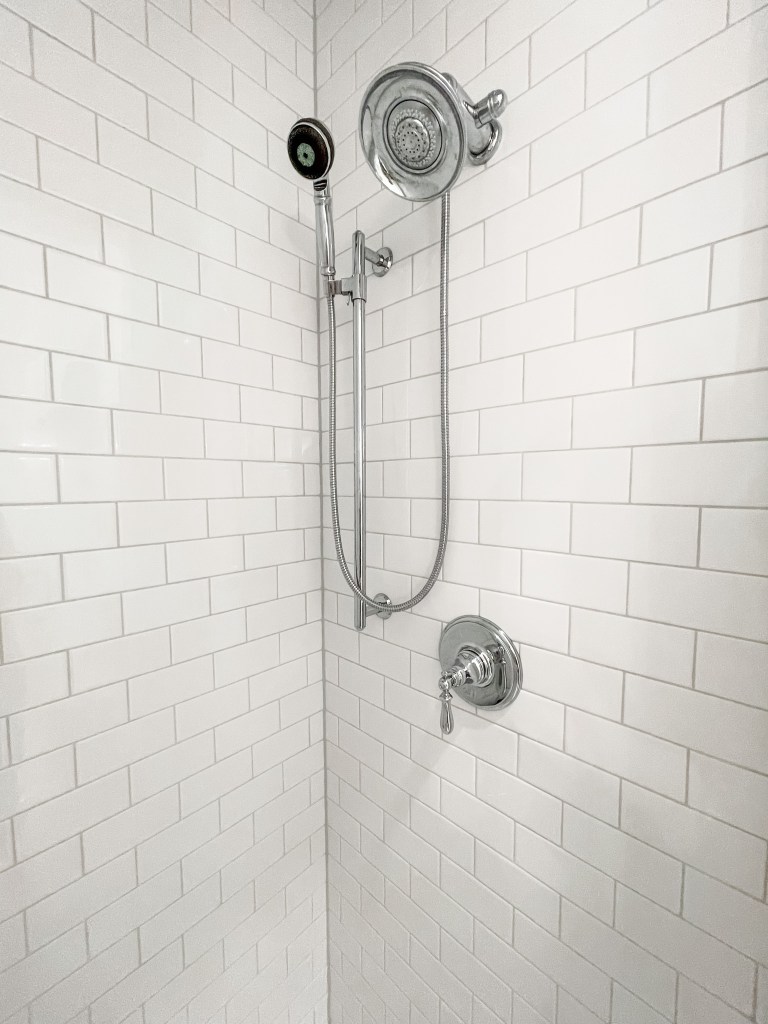 white subway tile shower