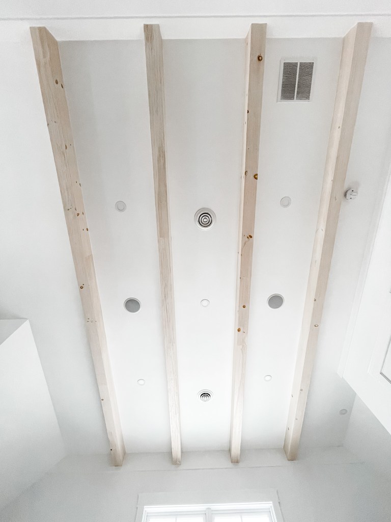 loft ceiling with wooden beams